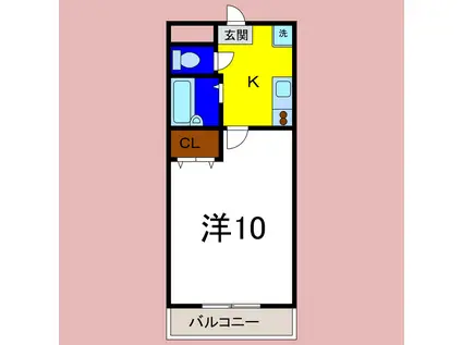 ヴィラージュII(1K/2階)の間取り写真