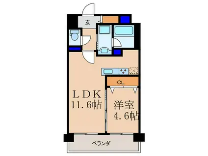 BLU FORTUNA扇町(1LDK/8階)の間取り写真