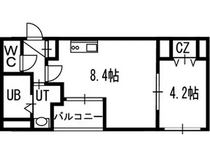 クラッセ知事公館前(1LDK/3階)の間取り写真