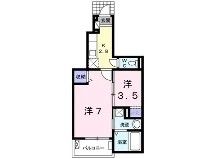 ラグナヒルズ C(1SK/1階)の間取り写真