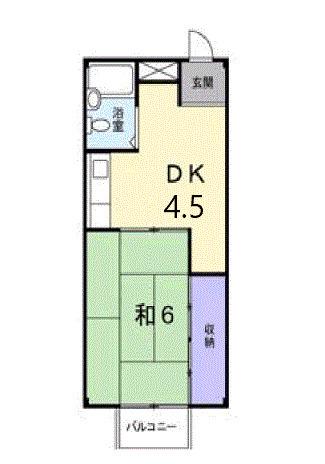 エンゼルハウス鈴鹿(1DK/2階)の間取り写真