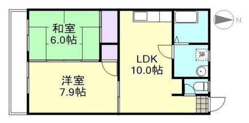 リバーサイドヤマモト(2LDK/3階)の間取り写真