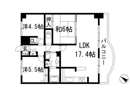 仁川リバーサイドヒルズ(3LDK/7階)の間取り写真