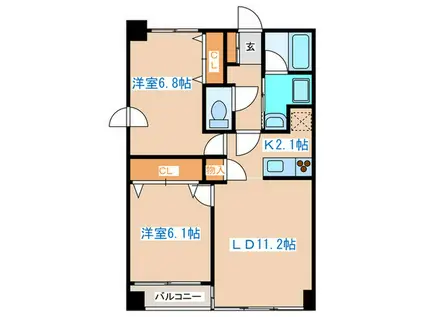 NOVA南円山(2LDK/6階)の間取り写真