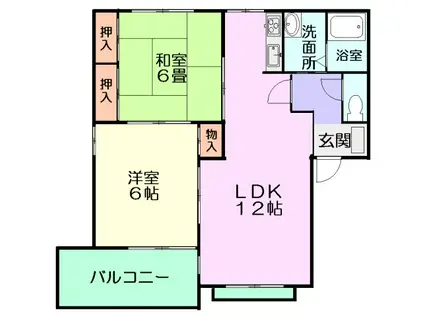 パークハイツA棟(2LDK/2階)の間取り写真