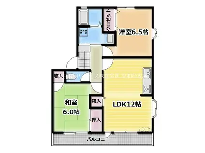ディアコートA(2LDK/2階)の間取り写真