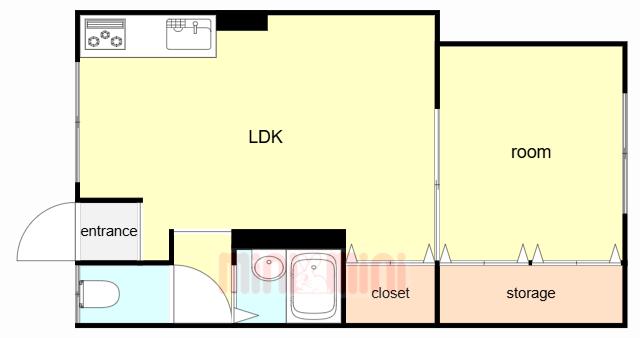 汐見ケ丘ハウス(1LDK/1階)の間取り写真