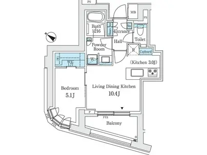 PARK COURT恵比寿(1LDK/7階)の間取り写真