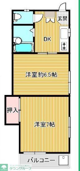 エスパシオ田無(2DK/1階)の間取り写真