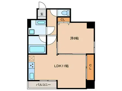 K-CRAFT UMEDA108(1LDK/2階)の間取り写真