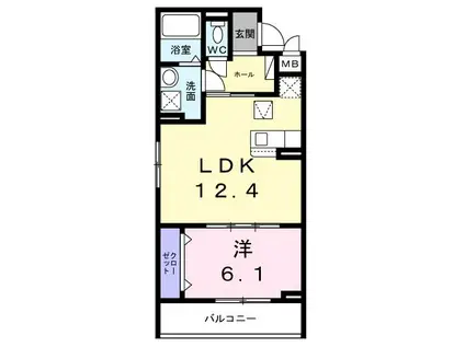 フラッフィ(1LDK/2階)の間取り写真