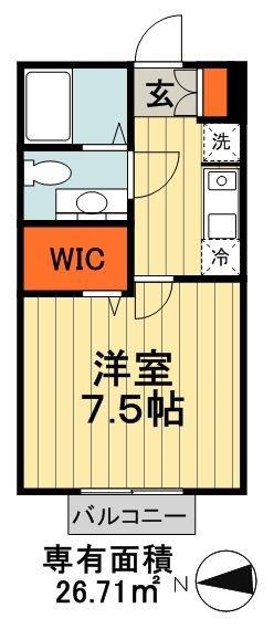 カーサカルモ亥鼻(1K/2階)の間取り写真