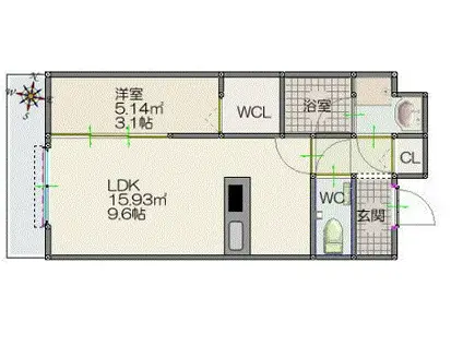 ルッシェ住吉(1LDK/8階)の間取り写真