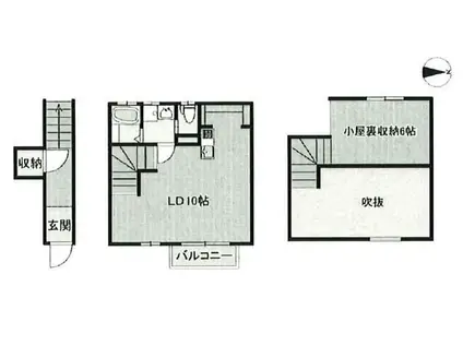 パークガーデン東伊場(ワンルーム/2階)の間取り写真