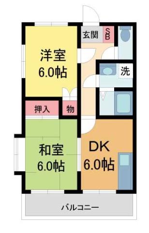 サンハイツ高司2(2DK/2階)の間取り写真