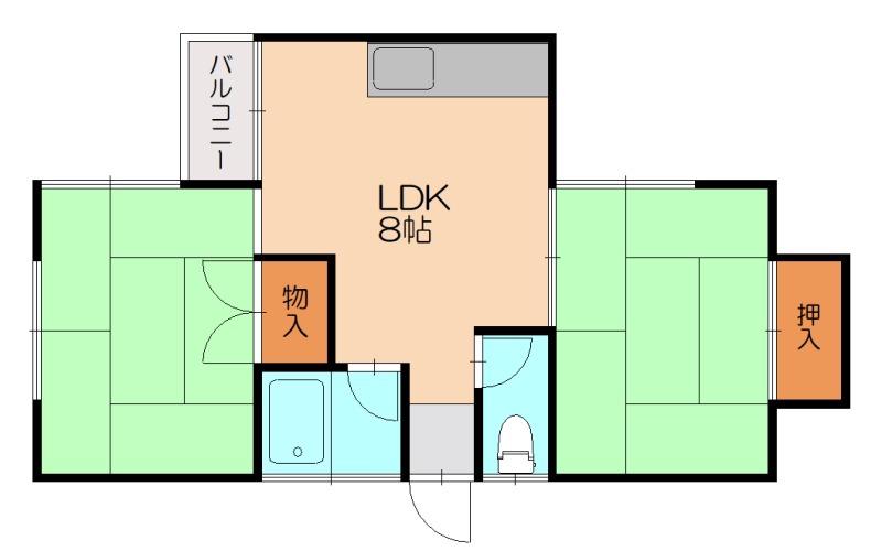 尾仲コーポ(2LDK/2階)の間取り写真