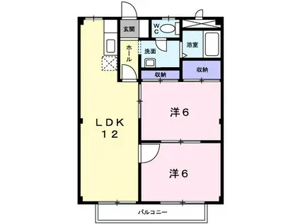 シティハイツ小川II(2LDK/1階)の間取り写真