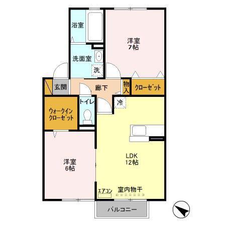 メルベーユ西白井(2LDK/2階)の間取り写真