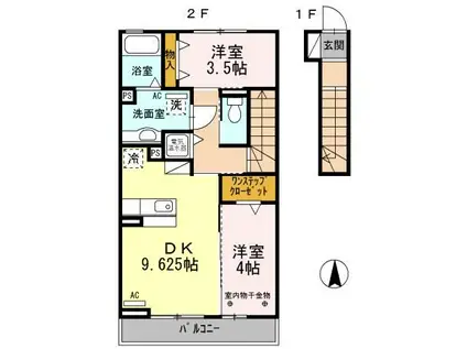 レジデンス月/レジデンス星レジデンス月(2DK/2階)の間取り写真