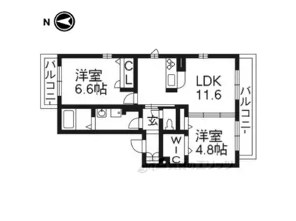 SAKURA COURT(2LDK/3階)の間取り写真