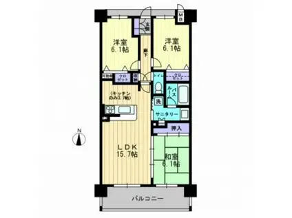 アルファステイツ吉田公園(3LDK/6階)の間取り写真