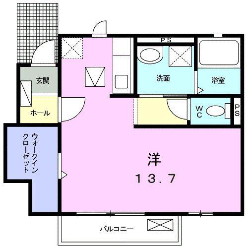 ノベルティーあさひ C(ワンルーム/1階)の間取り写真