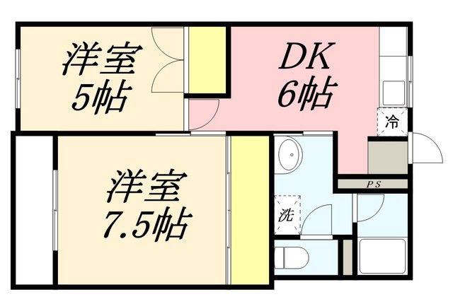 めぞんどぴゅあ(2DK/1階)の間取り写真