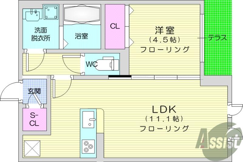 D-ROOM泉崎1丁目(1LDK/1階)の間取り写真