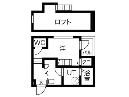 ハーモニーテラス城木町II(1K/1階)の間取り写真