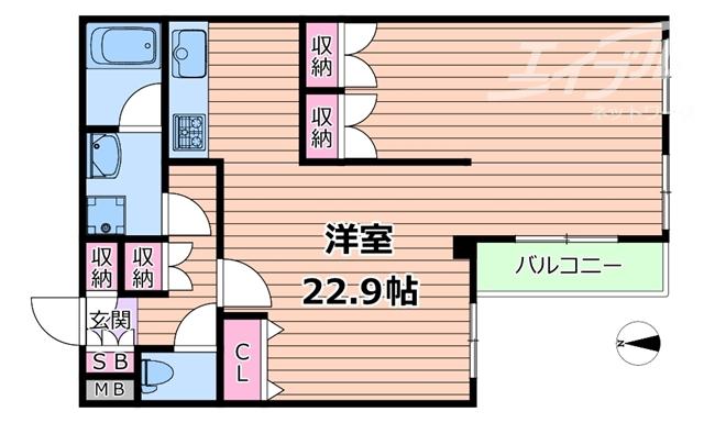 バッハレジデンス高槻I(ワンルーム/1階)の間取り写真