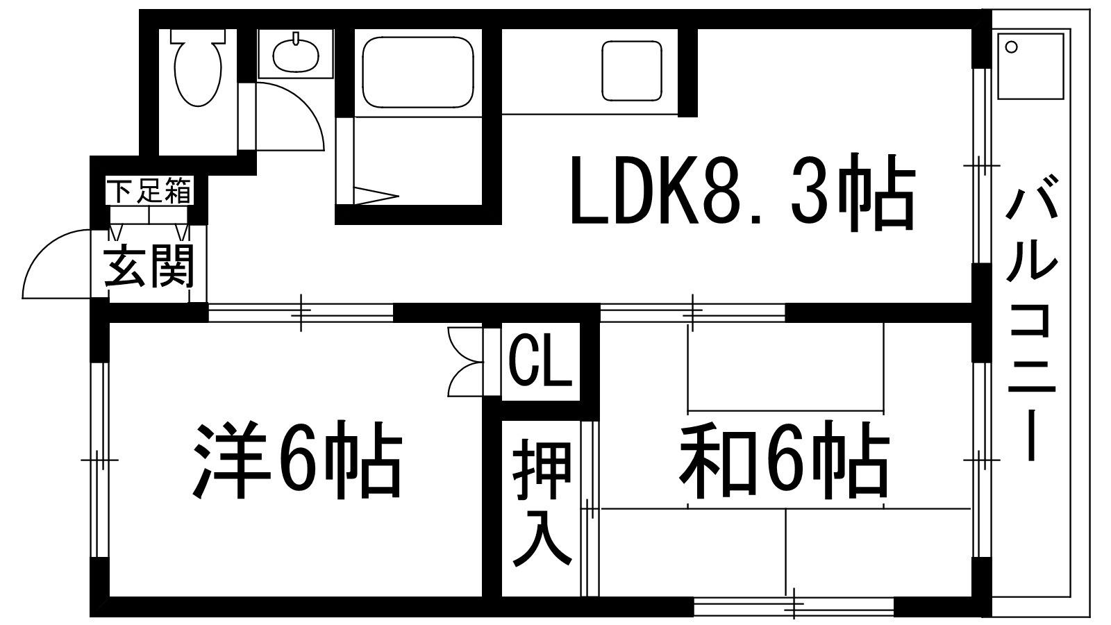 サカセイーストビル(2LDK/4階)の間取り写真