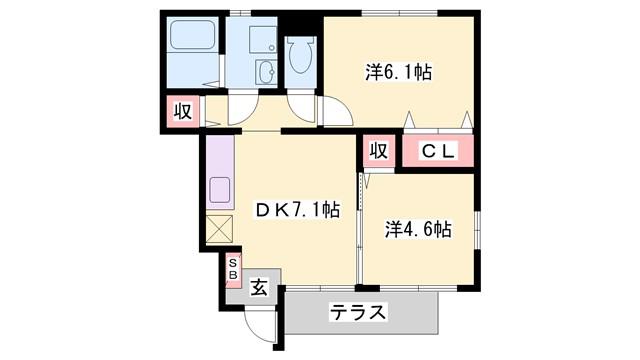 メゾン・佐野(2DK/1階)の間取り写真