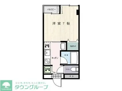 増尾マンション(1K/4階)の間取り写真