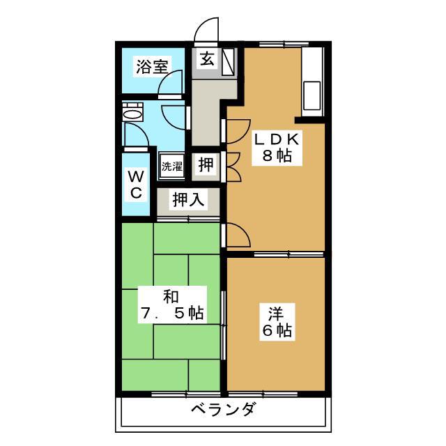 サンガーデンセレス(2LDK/2階)の間取り写真