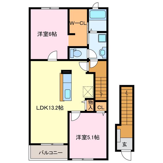 ランドマーク88 B棟(2LDK/2階)の間取り写真