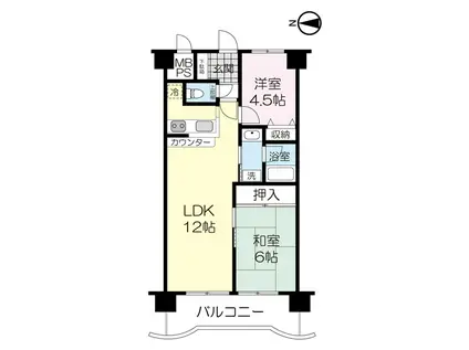 朝日プラザ柏木 1020(2LDK/10階)の間取り写真