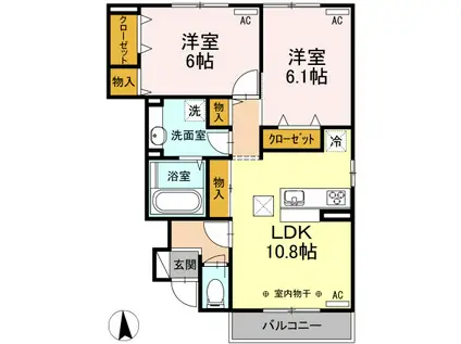 ルピーノ(2LDK/1階)の間取り写真