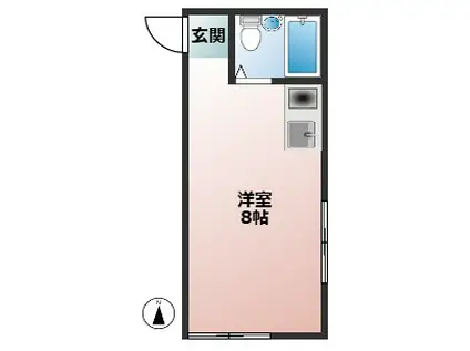 ゆりフラット(ワンルーム/2階)の間取り写真