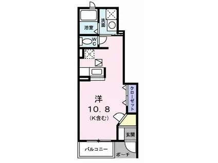 ウインズK(ワンルーム/1階)の間取り写真