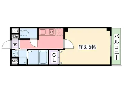 ガーラ鳴尾(1K/2階)の間取り写真