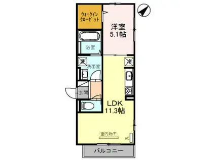 シェソワ フルール(1LDK/2階)の間取り写真