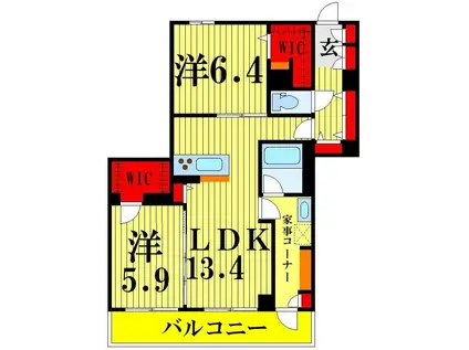 AVENIR(2LDK/2階)の間取り写真