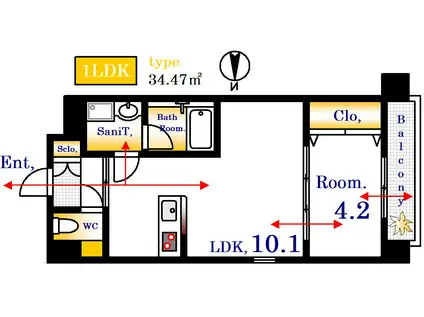 FELICE NISHIKAWA(1LDK/4階)の間取り写真