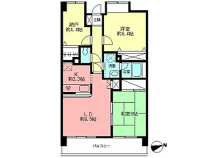 ロワジール湘南(2SLDK/4階)の間取り写真
