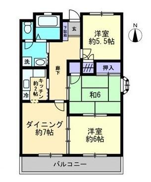 若葉ハイツ(3DK/1階)の間取り写真