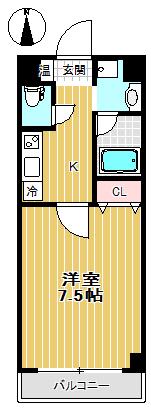ハイツよつば(1K/3階)の間取り写真