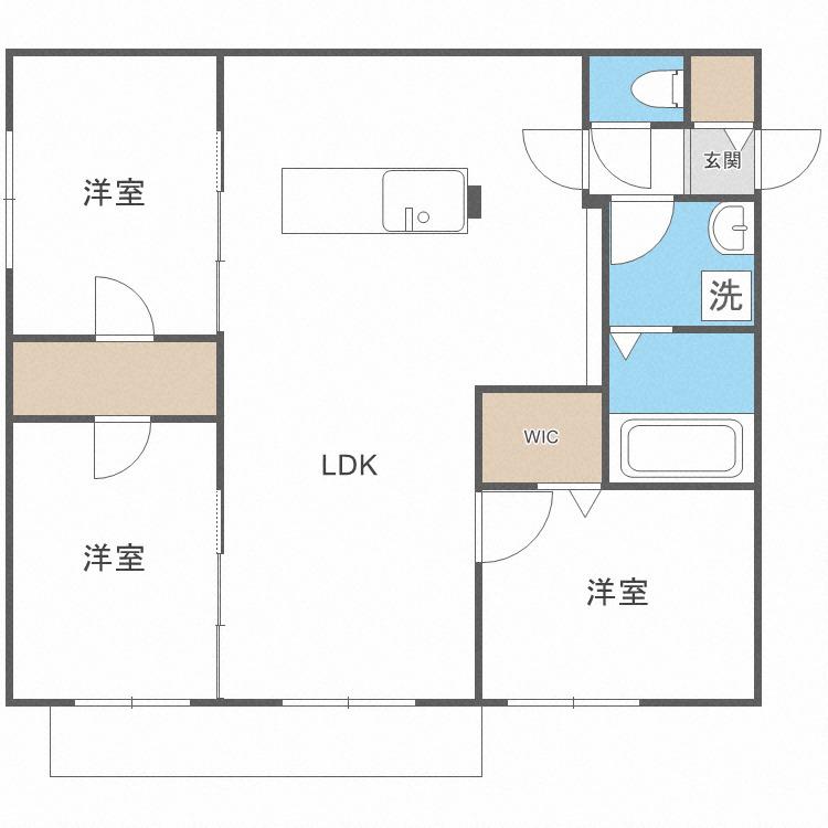 フォレスタ伏見(3LDK/3階)の間取り写真