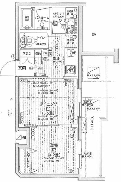 日神デュオステージ関内大通公園(1DK/8階)の間取り写真
