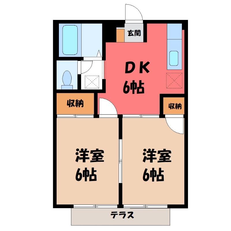 コーポラスY(2DK/1階)の間取り写真