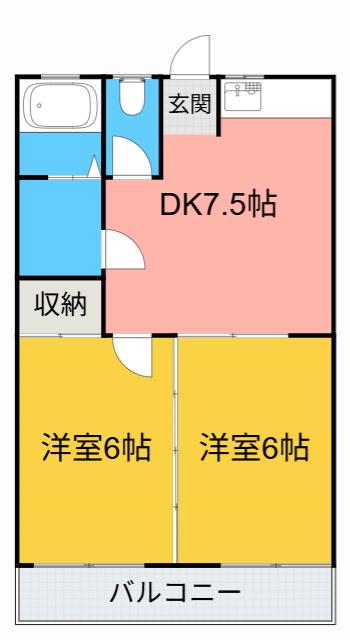 安井マンションIII(2DK/2階)の間取り写真